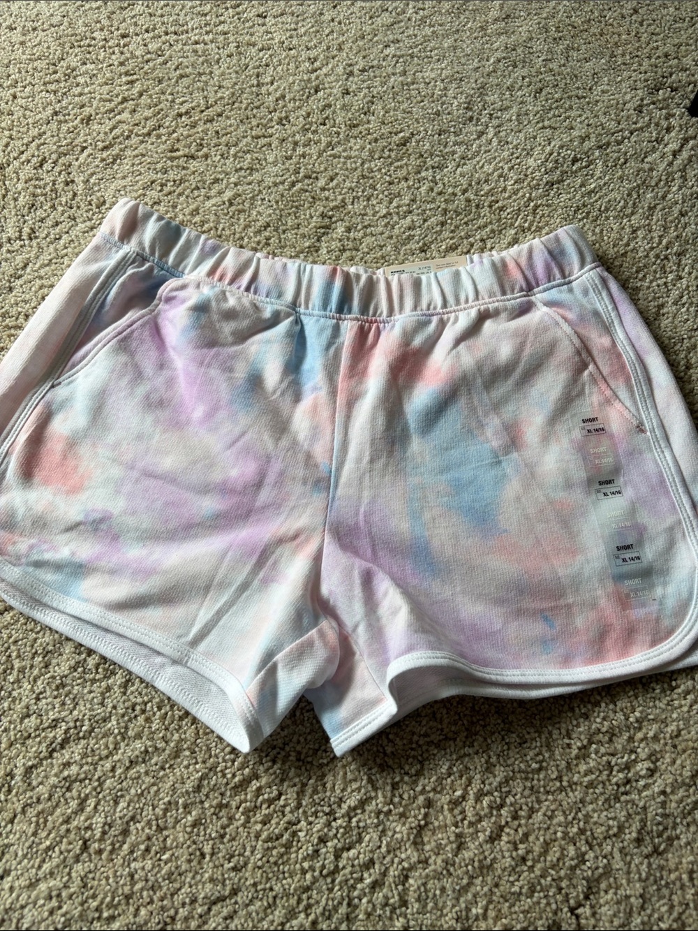 SO Pastel Tie-Dye Knit Lounge Shorts in Pink, Blue & Purple